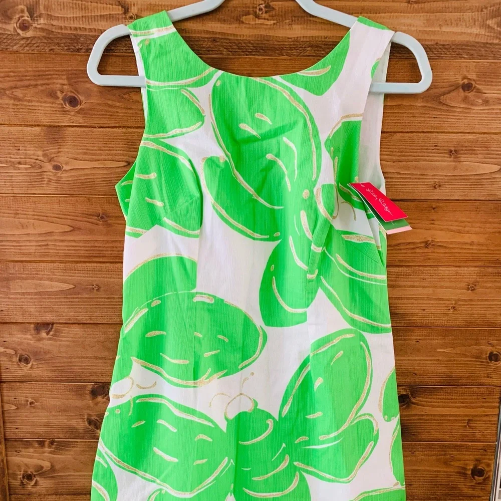 Lilly Pulitzer Womens Resort Stinger Glitter Green Bee Shift Delia Dress - Picture 2 of 7